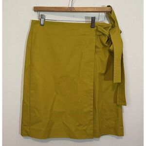 Halogen Fall Mustard Yellow Knee Length Wrap Bow Tie Causal Skirt 10‎ Nordstrom